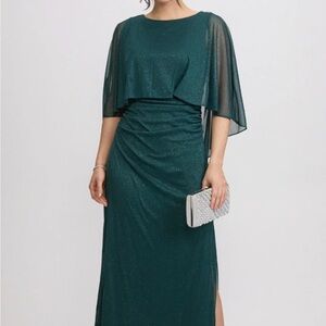 Chic Teal Maxi Dress with Sheer Overlay